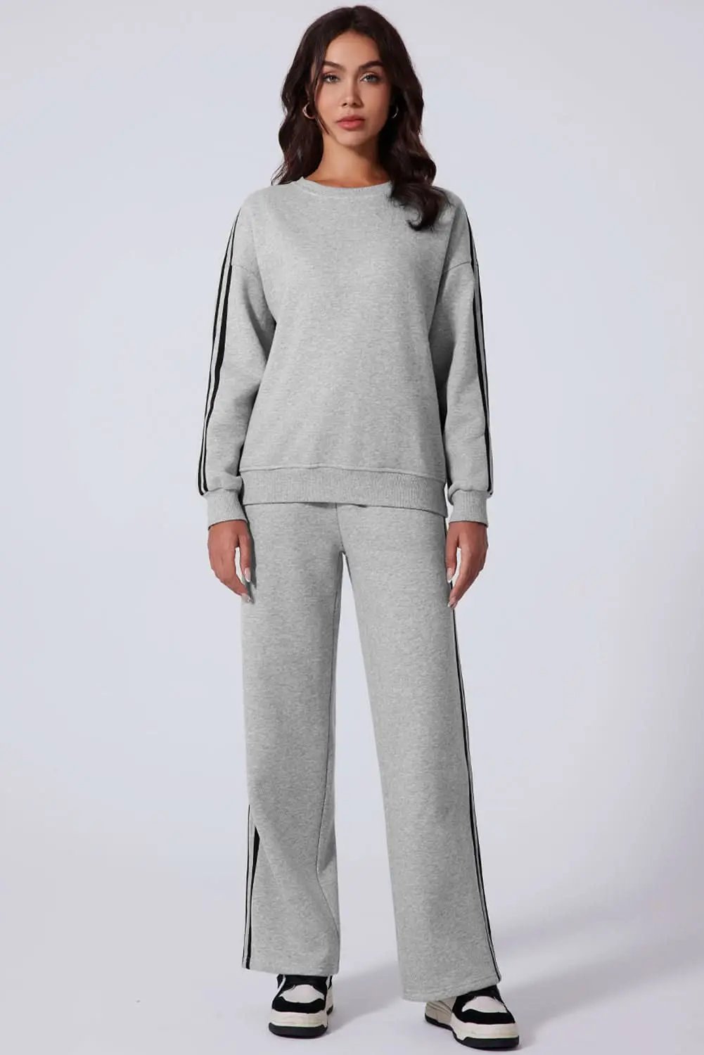 Light grey striped activewear set - Love Salve